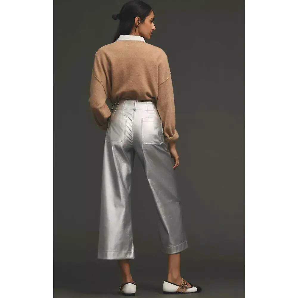 * CS Maeve the Colette Cropped Wide-Leg Faux Leather Pants | Sz 26 (M175K6) - Picture 3 of 9